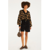 Cardigan Curto Tricot Lurex Onça